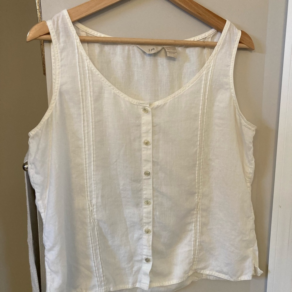 J. Jill Cream Sleeveless linen Tank Top